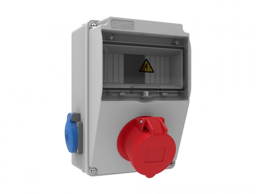 Kombinasyon ABS 155x255x138 IP44 Prizli ( 1/5x16A // 1/1x16A )