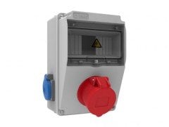 Kombinasyon ABS 155x255x138 IP44 Prizli ( 1/5x16A // 1/1x16A )