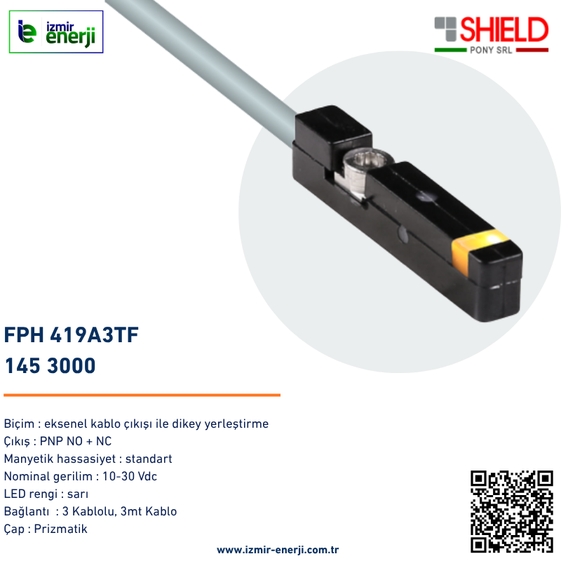 Piston Sensörü, PNP NO + NC, 10-30V DC, 3 Uçlu 3mt Kablolu Manyetik Sensör