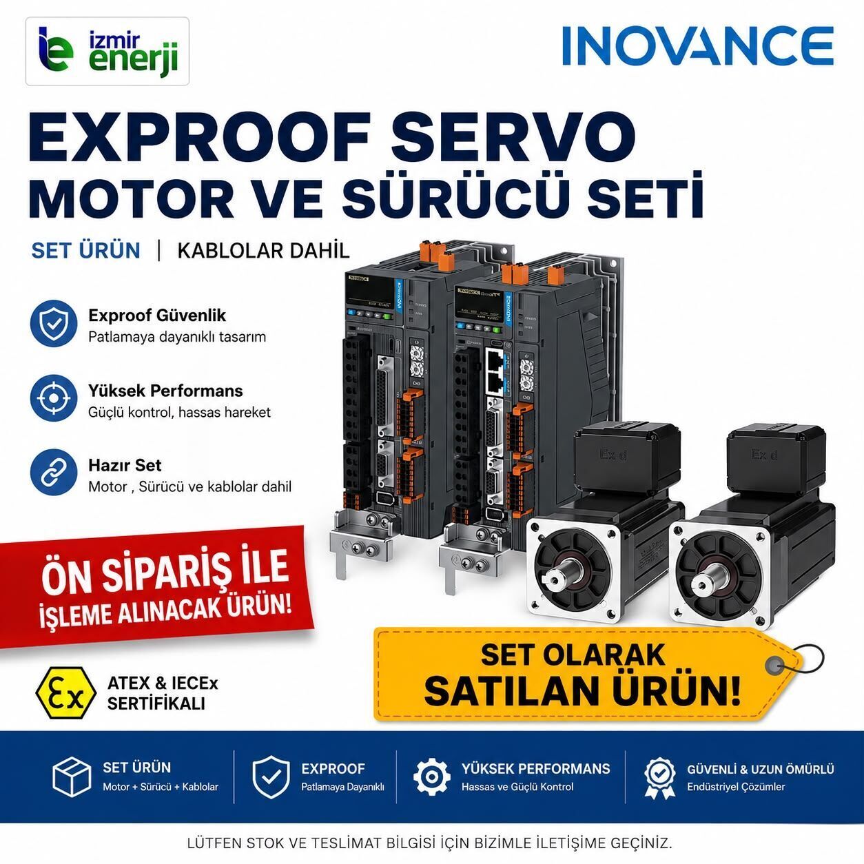 Exproof Servo Motor ve Sürücü FRENLİ 750W - Set ( II 2 G Ex db IIC T5 Gb, II 2 D Ex tb IIIC T100°C Db )