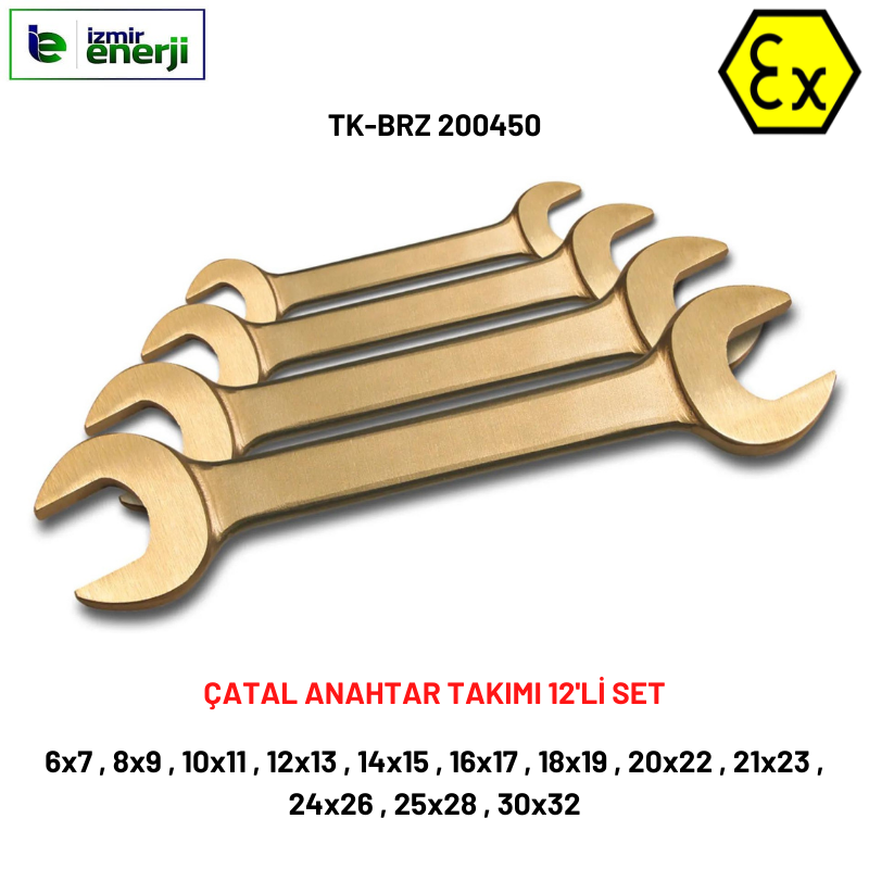 Kıvılcım Çıkarmaz Ex-Proof 12'Li Çatal Anahtar Takımı (M6 / M32)