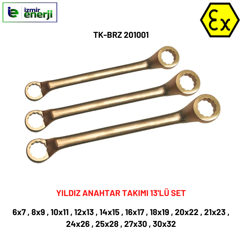Kıvılcım Çıkarmaz Ex-Proof 13'Li Yıldız Anahtar Takımı (M6 / M32)