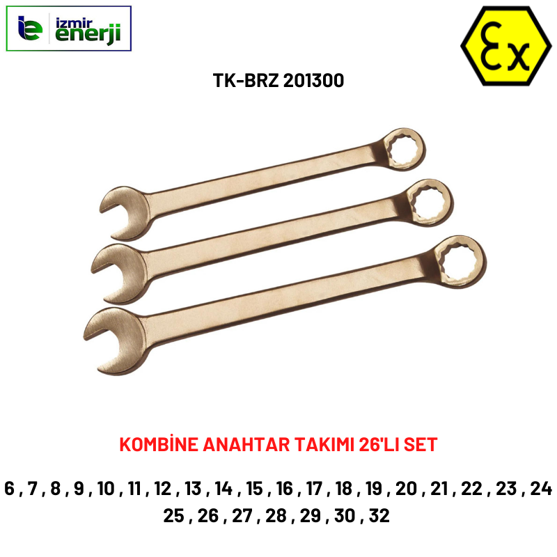 Kıvılcım Çıkarmaz Ex-Proof Kombine Anahtar Takımı Tam Seri (M6 / M32)