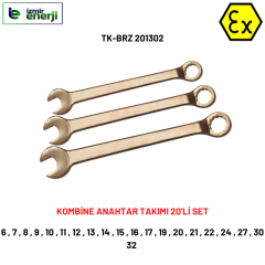 Kıvılcım Çıkarmaz Ex-Proof Kombine Anahtar Takımı Ara Seri (M6 / M32)