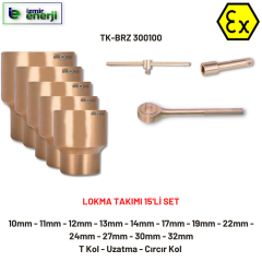 Kıvılcım Çıkarmaz Ex-Proof 13'Lü Lokma Takımı (10-11-12-13-14-17-19-22-24-27-30-32 / T Kol-Uzatma-Cırcır Kol)