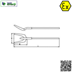Kıvılcım Çıkarmaz 3100g Ex-Proof 280 x 400mm / 1580mm Kömürcü Küreği
