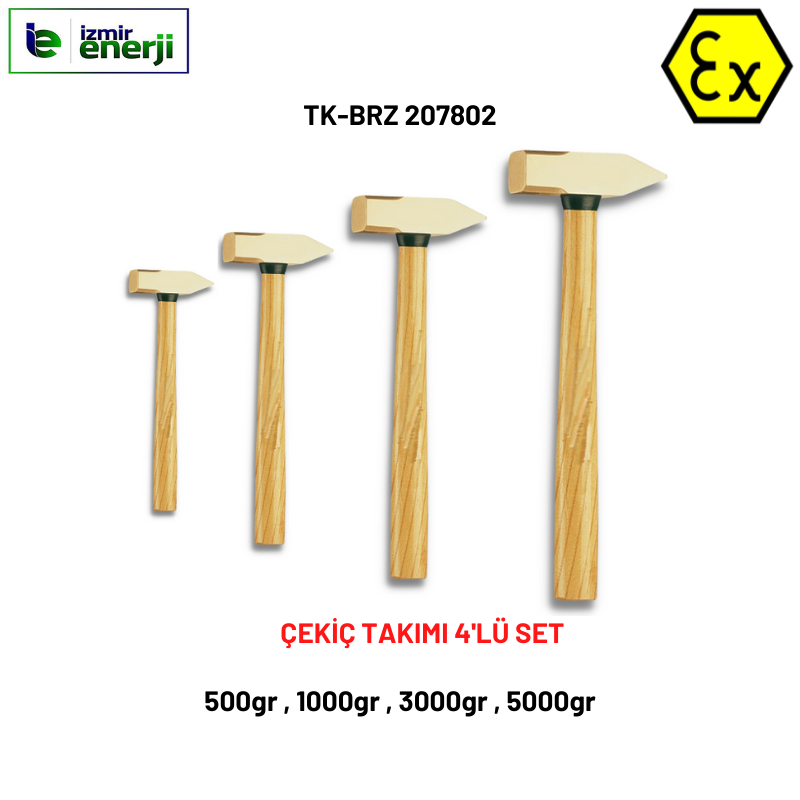Kıvılcım Çıkarmaz Ex-Proof 4'Lü Çekiç Takımı (500gr , 1000gr , 3000gr , 5000gr )