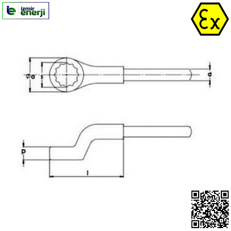 Kıvılcım Çıkarmaz 46mm Ex-Proof Yıldız Uzatmalı Anahtar ( Metrik )