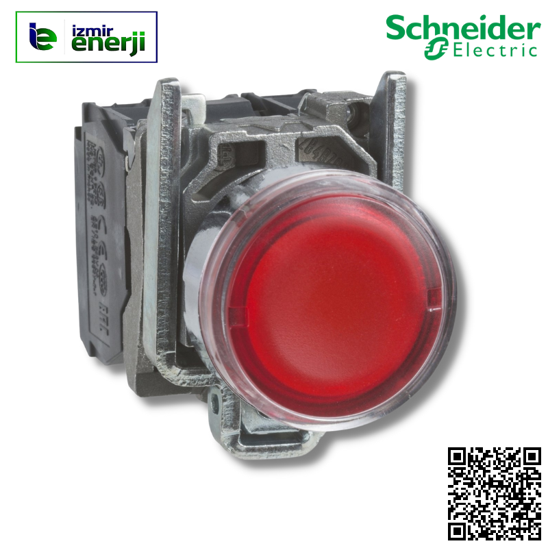 XB4-BW34M5 1 NA+1 NK Kırmızı 230 V AC beslemeli Yaylı Buton