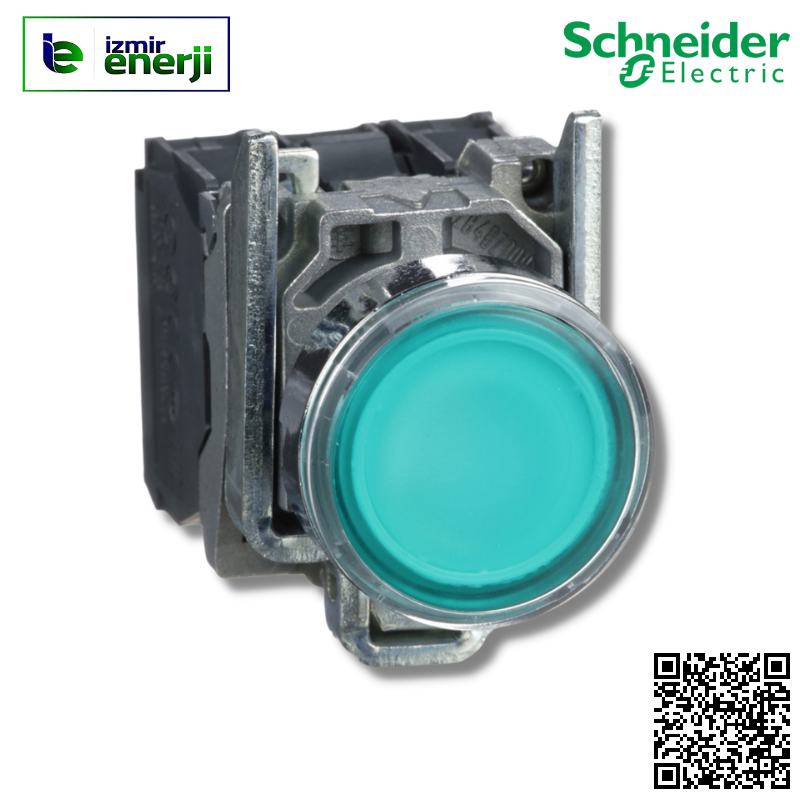 XB4-BW33B5 1 NA+1 NK Yeşil 24 V AC/DC beslemeli Yaylı Buton