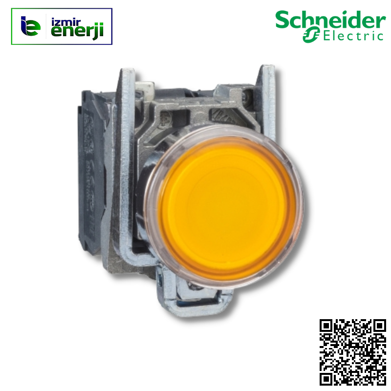 XB4-BW35B5 1 NA+1 NK Sarı 24 V AC/DC beslemeli Yaylı Buton