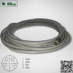 M8 4 Pın Düz 2mt Kablolu Sensör Soketi