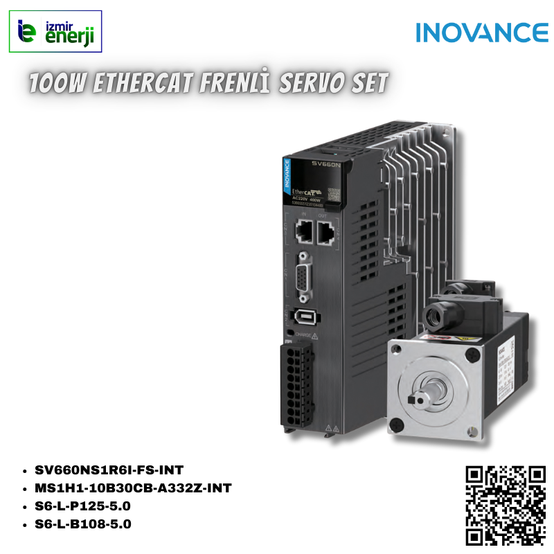 INOVANCE 100W EtherCAT 5mt Kablolu FRENLİ Servo Set
