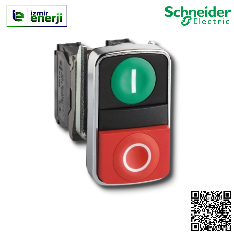 XB4-BL73415 1 NA Yeşil Düz kafalı, I işaretli İkiz Buton