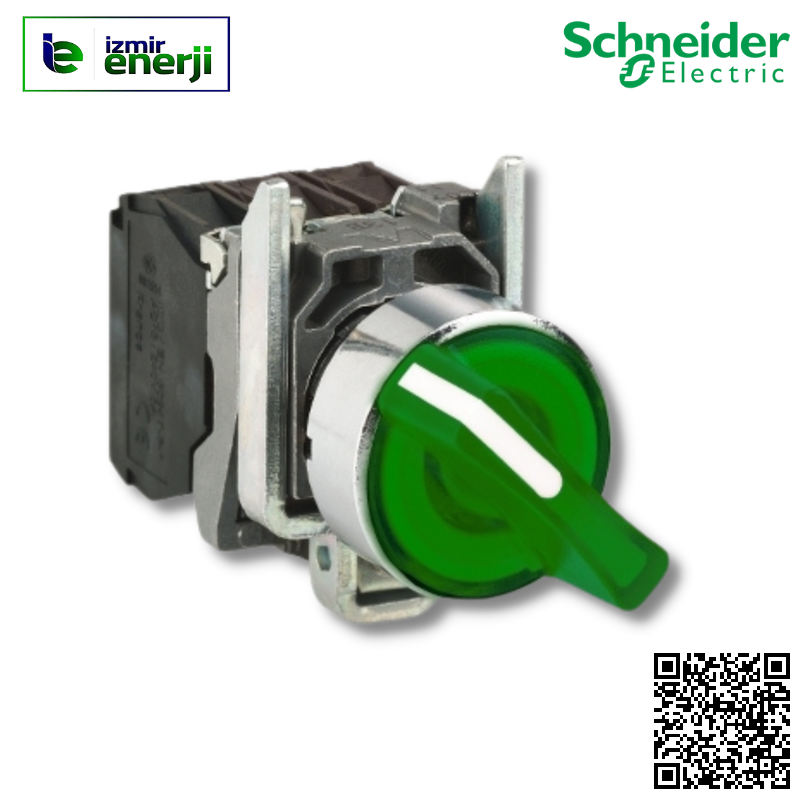 XB4-BK123B5 Yeşil 1 NA + 1 NK  LED”li 24 V AC/DC Kalıcı 1-0-2 Mandal Buton