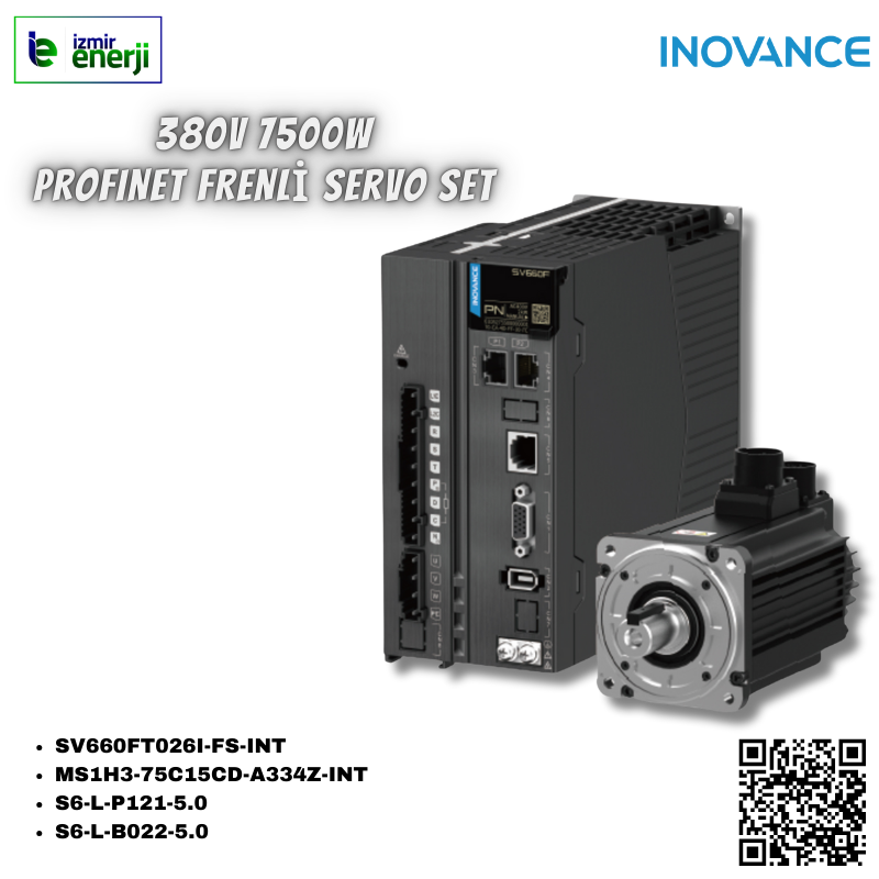 INOVANCE 7500W Profinet 5mt Kablolu FRENLİ Servo Set ( 380V )