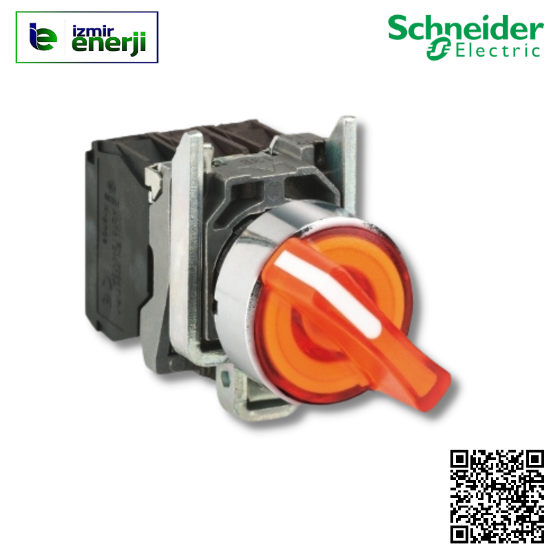 XB4-BK125B5 Sarı 1 NA + 1 NK  LED”li 24 V AC/DC Kalıcı 1-0-2 Mandal Buton