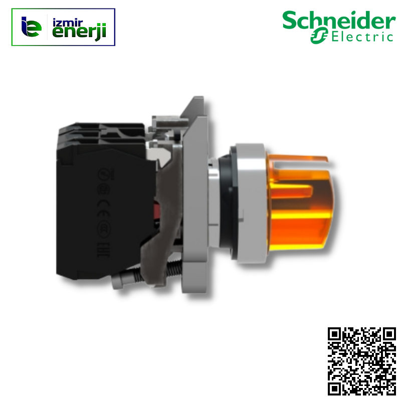 XB4-BK125B5 Sarı 1 NA + 1 NK  LED”li 24 V AC/DC Kalıcı 1-0-2 Mandal Buton