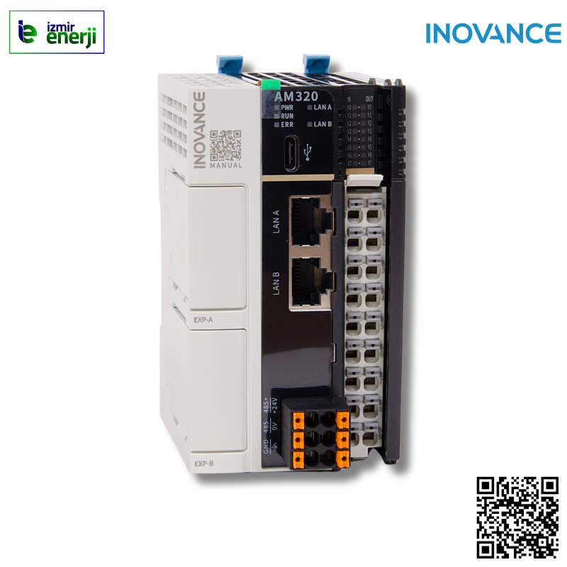 AM320-0808TN Motion Controller, 8 Giriş, 8 Çıkış (NPN), 2xEthernet, 1x Modbus TCP (63 Slave), 1x Ethernet/IP scanner/adapter, 1xRS485 desteği, RS485/RS232/DI/DO/AI/AO/RTC saat/TF genişletme desteği, Modbus RTU/ASC (31 Slave), OPC-UA (16 clients)