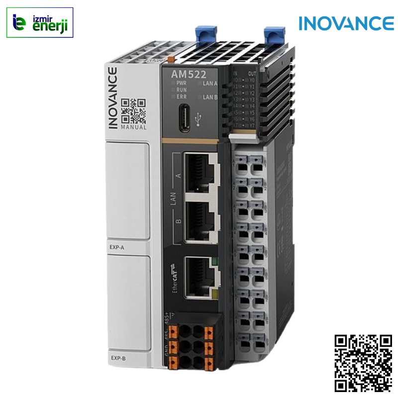 AM522-0808TN Motion Control, 8Giriş, 8Çıkış(NPN) 1xEthercat(127 slave), 2x Ethernet, 1xModbus TCP (63 Slave), 1xEthernet/IP scanner/adapter, 1xRS485 desteği, RS485/RS232/DI/DO/AI/AO/RTC saat/TF genişletme desteği, Modbus RTU/ASC (31 Slave)