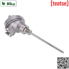 PT100 Kafalı Tip 150mm Dalma Boyu Çap 6mm  1/2 Bağlantı Termokulp
