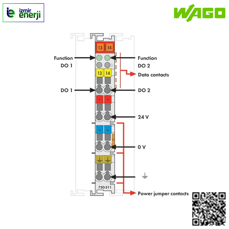 750-511 2 pals genişliği çıkışı; 24 VDC; 0,1 A; 250 Hz
