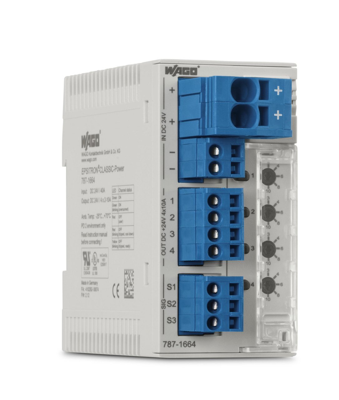 787-1664 Ayarlanabilir elektronik sigorta 4x24VDC, 2,3,4,6,8,10A ayarlanabilir