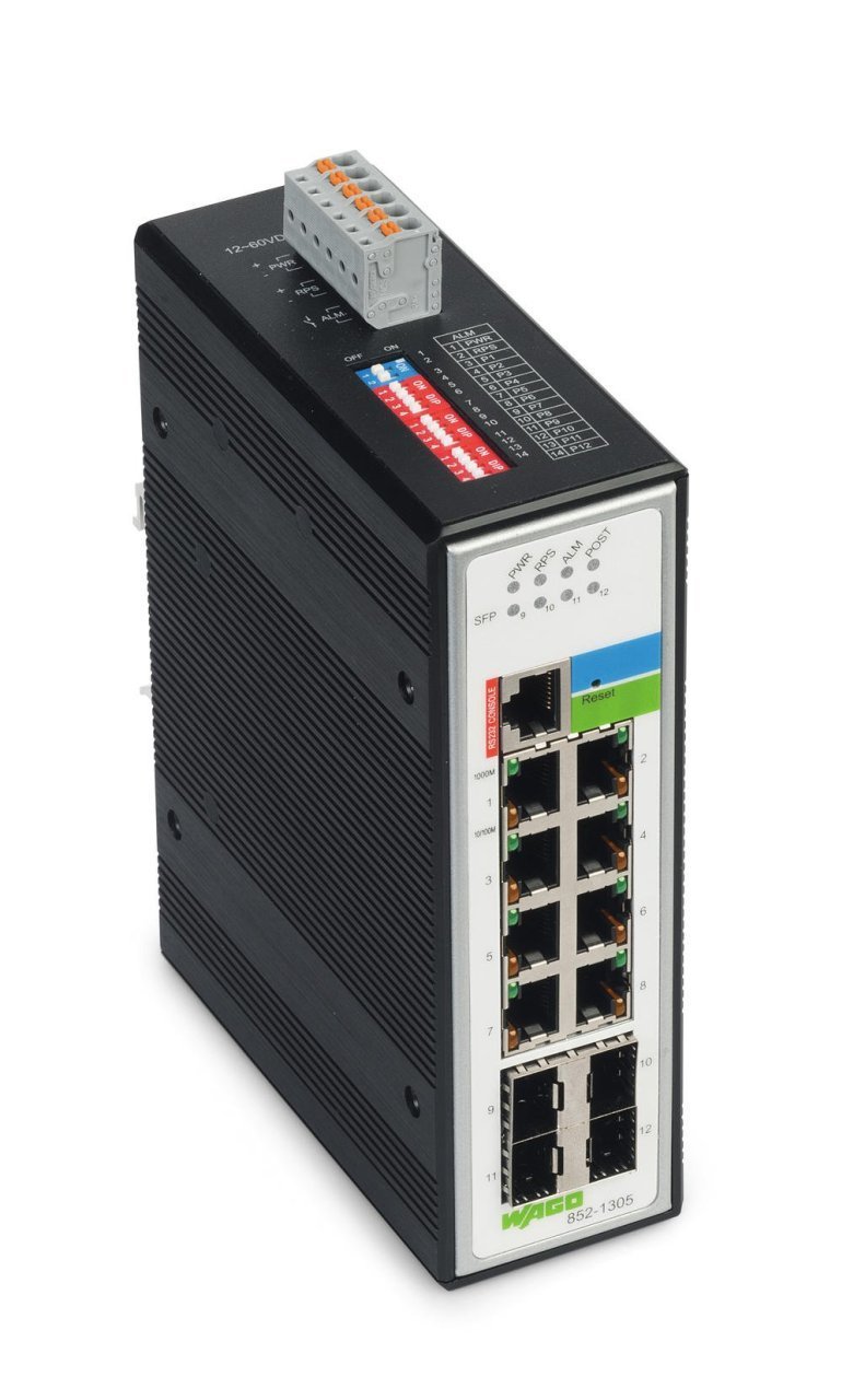 852-1305 8-port Yönetilebilir ,1000base-T + 4-Slot 1000BASE-SX/LX Endüstriyel Ethernet Switch (Fiber / Eth.), Yedekli 12-60V güç girişi