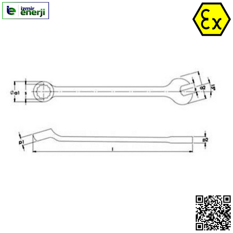 Kıvılcım Çıkarmaz 112 mm Ex-Proof Kombine Anahtar