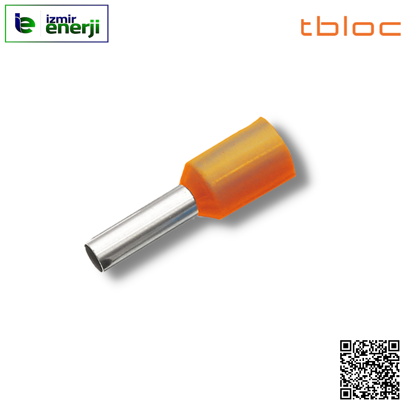 IES 0,50/8 Turuncu / Orange İzoleli Kablo Yüksük ( Alman / German ) Normu