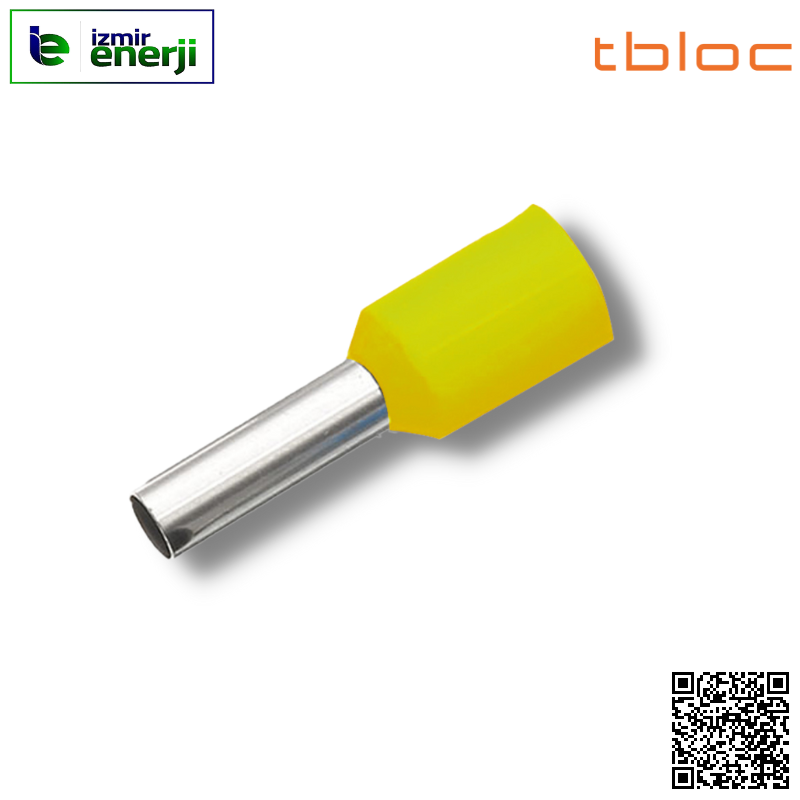 IES 1,0/8 Sarı / Yellow İzoleli Kablo Yüksük ( Alman / German ) Normu