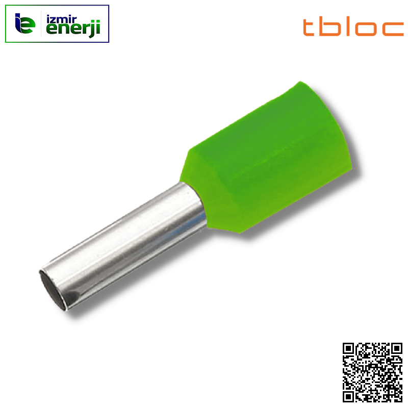 IES 16,0/12 Yeşil / Green İzoleli Kablo Yüksük ( Alman / German ) Normu