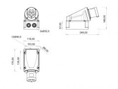 CEE Norm 3x63A 90° Eğik Duvar fişi