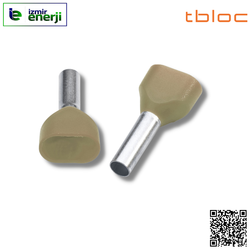 IES 2 x 10,0/14 Fildişi / Ivory Çift Girişli İzoleli Kablo Yüksük ( Alman / German ) Normu