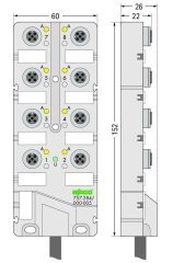 757-284/000-010 M12, 8 yollu, 4 kutuplu, 10m kablolu OPur, halojen free LED‘ li