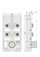 757-145 M12, 4 yollu, 5 kutuplu, M23 konnektörlü LED’ li