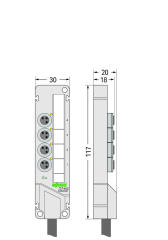 757-443/000-005 M8, 4 yollu, 3 kutuplu, 5m kablolu OPur, halojen free