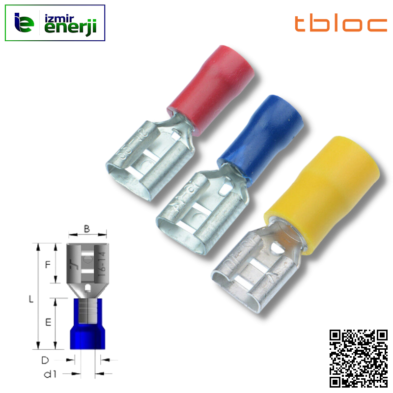 FFT 2638 ( 1,50-2,50mm² ) Faston Dişi Pabuç ( Mavi / Blue )