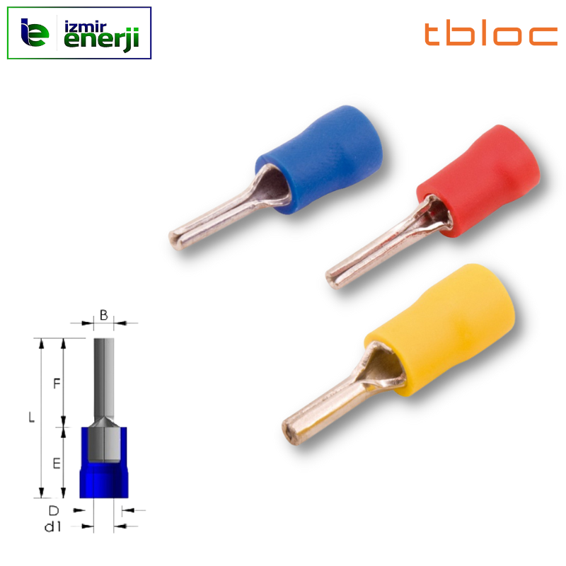 IPT 1/2,5 ( 1,50-2,50mm² ) İğne Tip Pabuç ( Mavi / Blue )