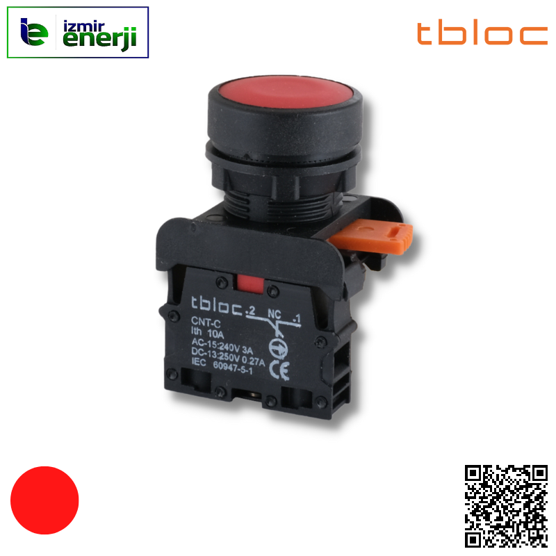 PSR-1C KIRMIZI Düz Kafa Yaylı Buton ( 1 NK )