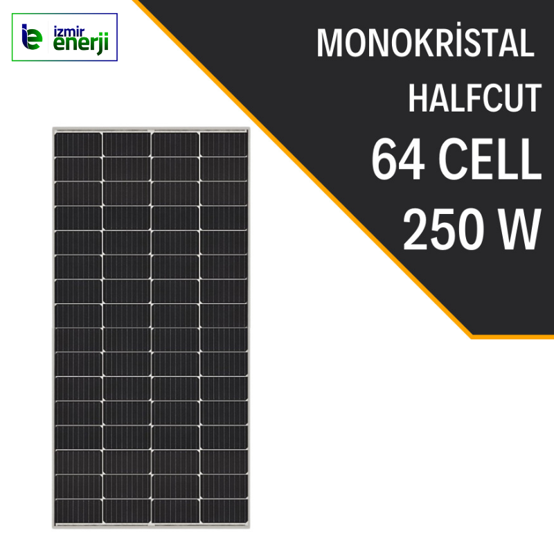 250W Half Cut Monokristal Güneş Paneli