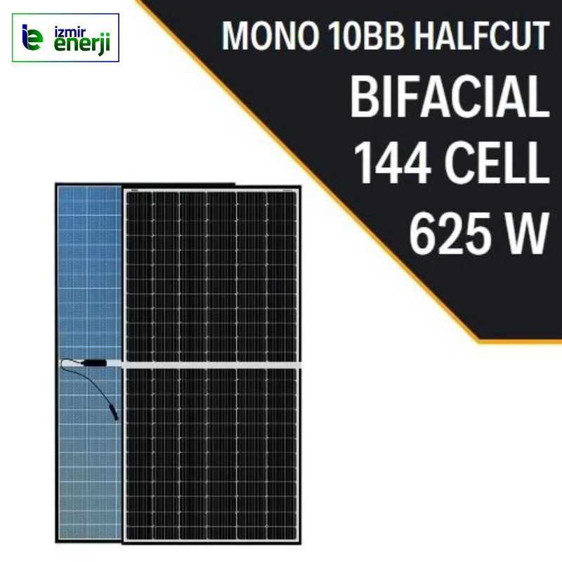 625W 10BB Bıfacıal Half Cut Monokristal Güneş Paneli