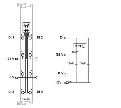 750-409 4 kanallı dijital giriş; 24 VDC; 0,2 ms; Düşen kenar anahtarlama; açık gri