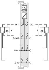 750-411 2 kanallı dijital giriş; 24 VDC; 0,2 ms; Yakınlık anahtarı; açık gri