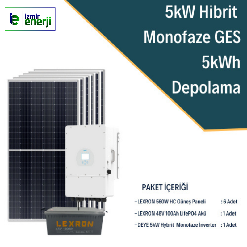 5kW Monofaze Hibrit 5kWh GES Sistem 1