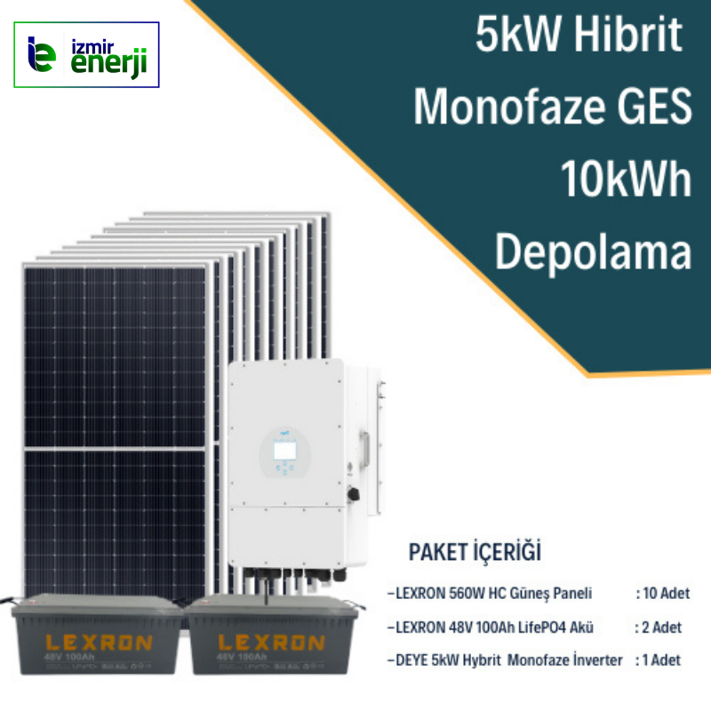5kW Monofaze Hibrit 10kWh GES Sistem 2
