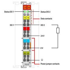 750-501 2 kanallı dijital çıkış; 24 VDC; 0,5 A; açık gri