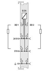 750-501 2 kanallı dijital çıkış; 24 VDC; 0,5 A; açık gri