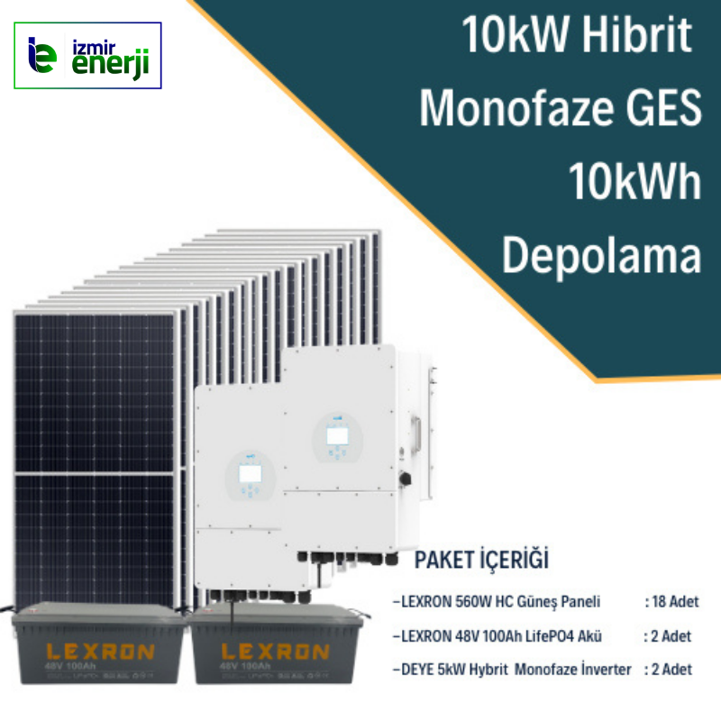 10kW Monofaze Hibrit 10kWh GES Sistem 1