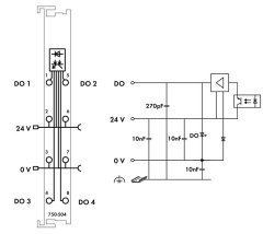 750-504 4 kanallı dijital çıkış; 24 VDC; 0,5 A; açık gri